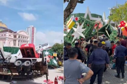 Tragédia no AM: guindaste tomba ao montar árvore de Natal e mata trabalhador