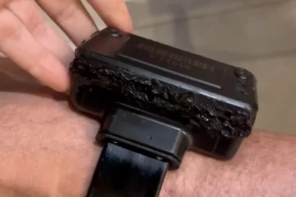 Imagem do vídeo da tornozeleira eletrônica de Bolsonaro danificada