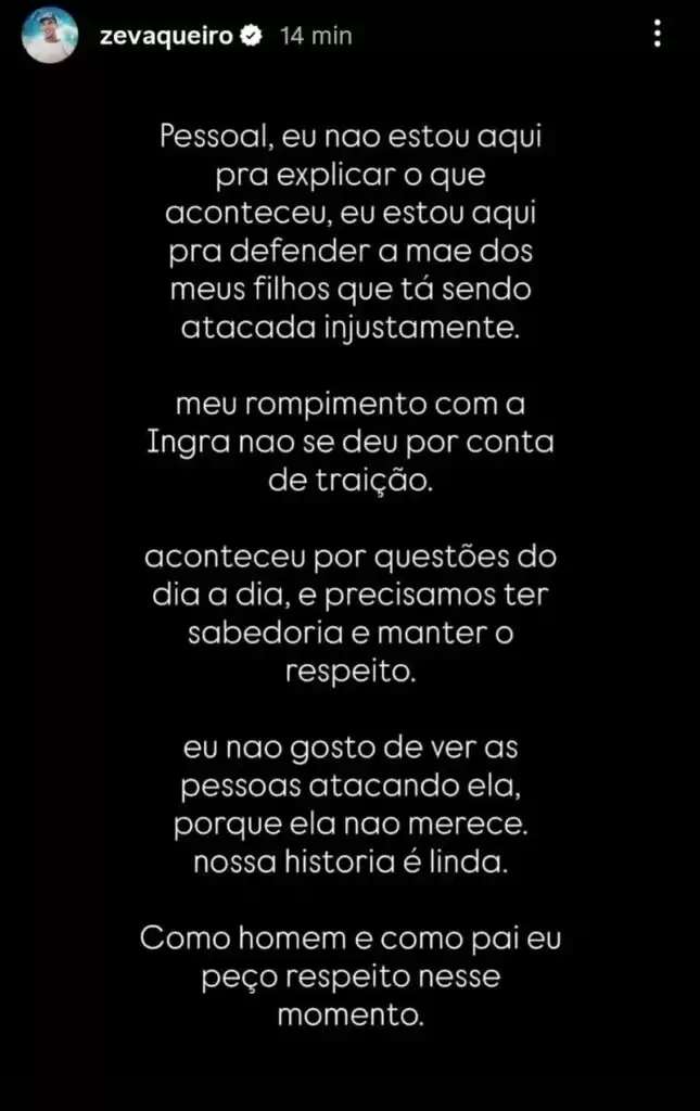 Ze Vaqueiro via Storys do Instagram